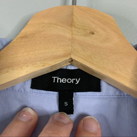 Theory Womens Solid Light Blue Wide Placket Popover Shirt Blouse Cotton Small S - Picture 7 of 13